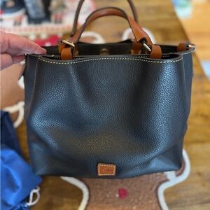 Dooney & Bourke Black Tote with Tan Accents